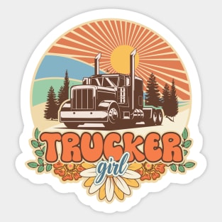 Groovy trucker girl female driver Sticker